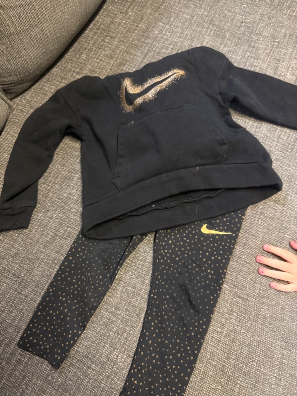 Nike Black and Gold Kids Hoodie & Leggings Set